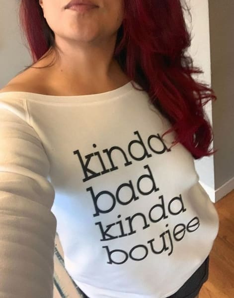 Boujee Crewneck Womens fleece, gangster rap, Gray, hip, hip hop One Messy Bun