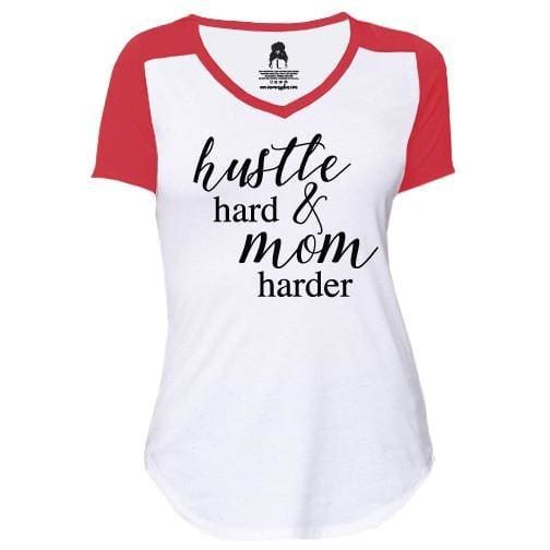Hustle V-Neck 3/4 sleeve baseball hustle hard One Messy Bun