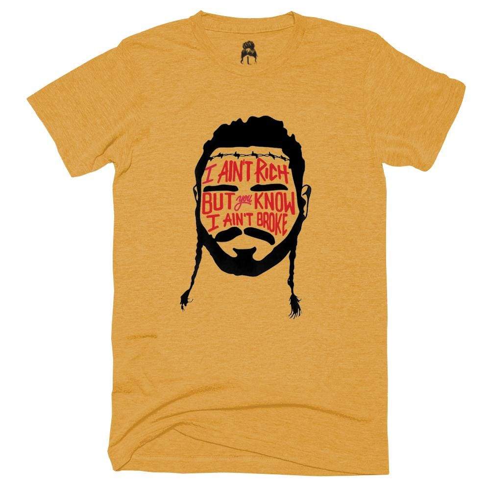Stoney T-Shirt hip hop I aint Broke Rich Post Malone White Iversons One Messy Bun