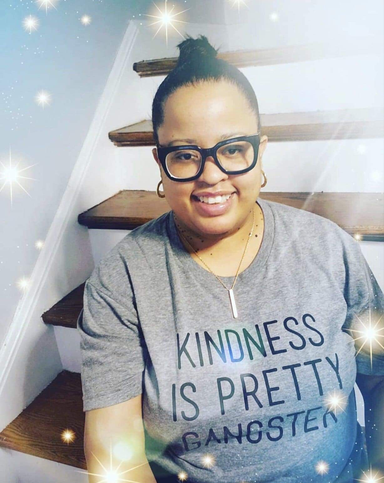 Pretty Gangster T-Shirt Black, gangster, Gray, kindness, pretty One Messy Bun
