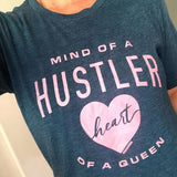 Queen Hustle T-Shirt Blue, empowerment, Heart, Heart of a Queen, Hustler swapexecution