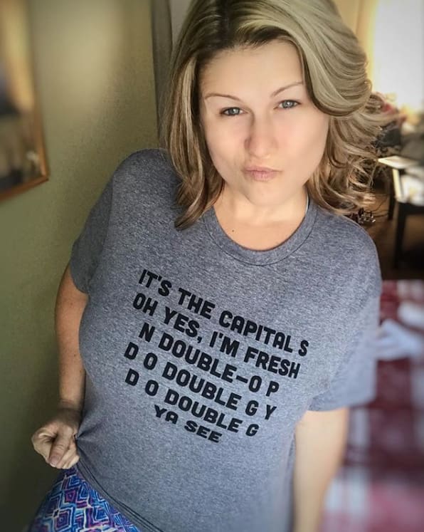 Snoop T-Shirt Blue doggy dog gangster rap Gray hip One Messy Bun