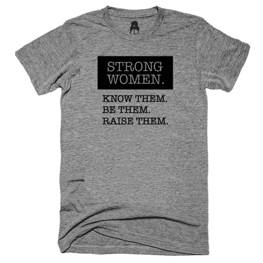 Strong Women T-Shirt Black Gray mom motherhood strong One Messy Bun