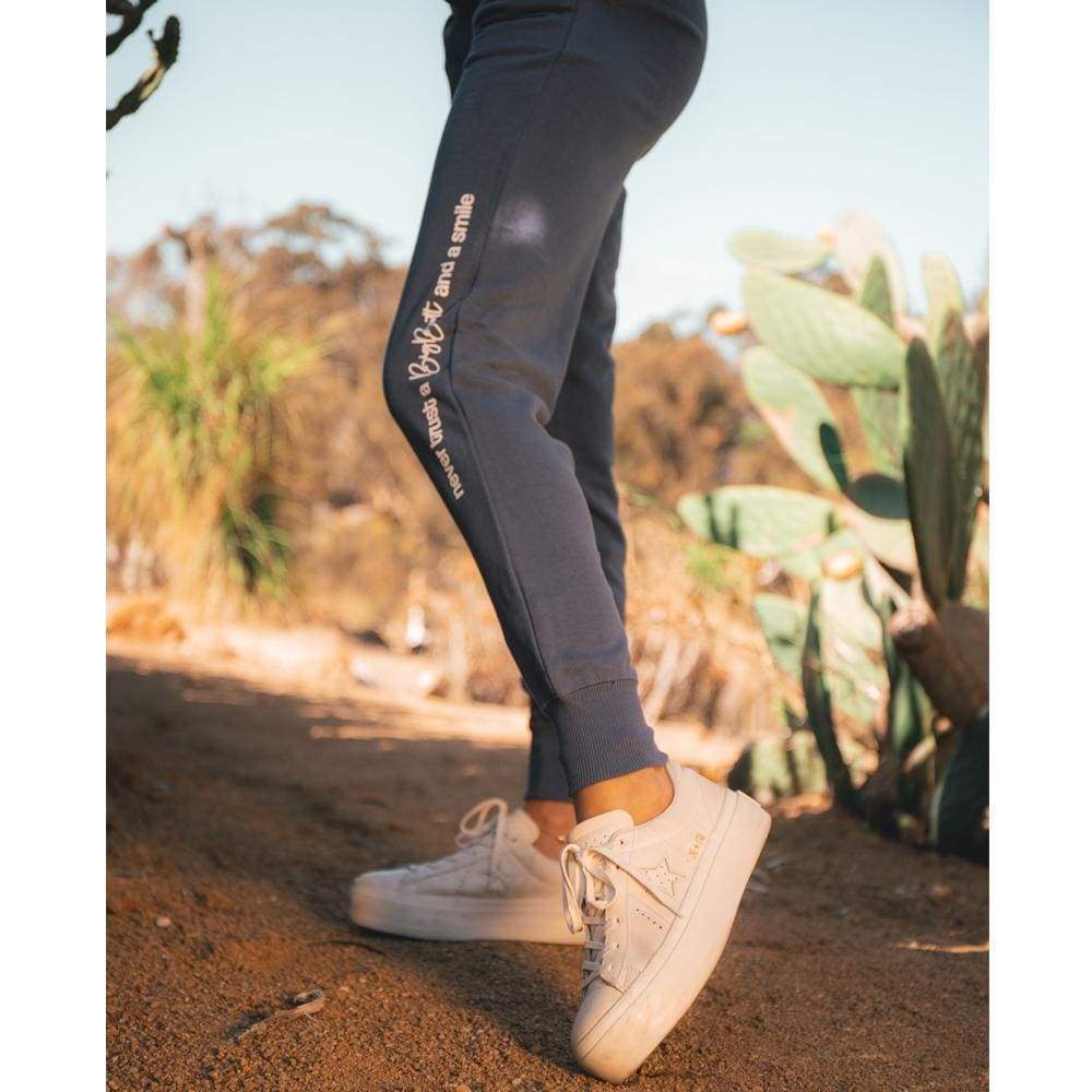 Trust Issues Jogger Big Butt and a Smile Blue fleece Joggers One Messy Bun