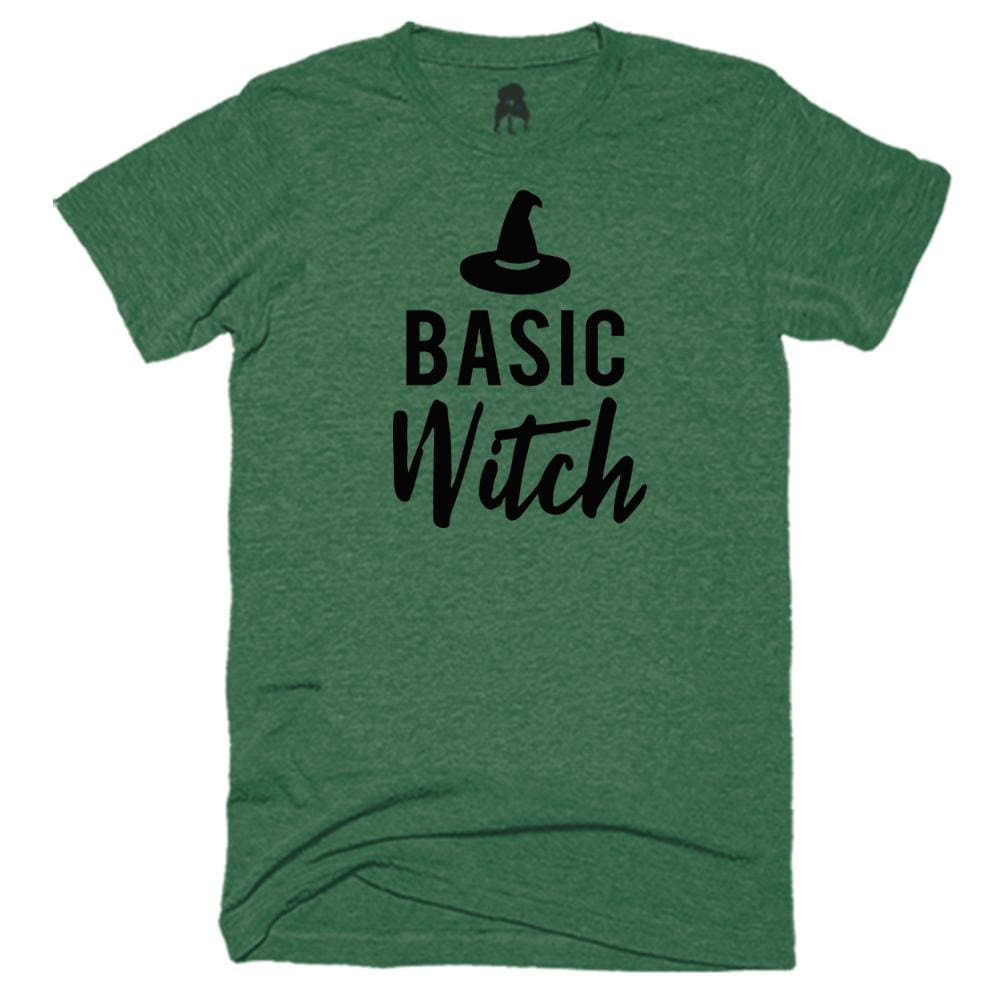 Basic Witch T-Shirt fall Gray Green halloween holiday One Messy Bun