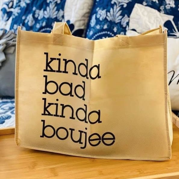 Boujee Tote Bag bag, Black, kinda bad, boujee, migos One Messy Bun