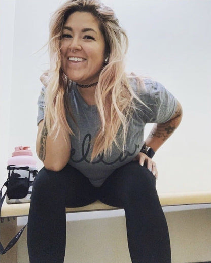 Hella T-Shirt bay, Bay Area, Gray One Messy Bun