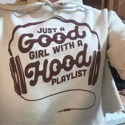 Hood Playlist Crop Hoodie Black, crop, fleece, Good Girl, classotomotiv