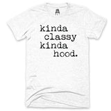 Kinda Hood T-Shirt Black classy Gray kinda One Messy Bun