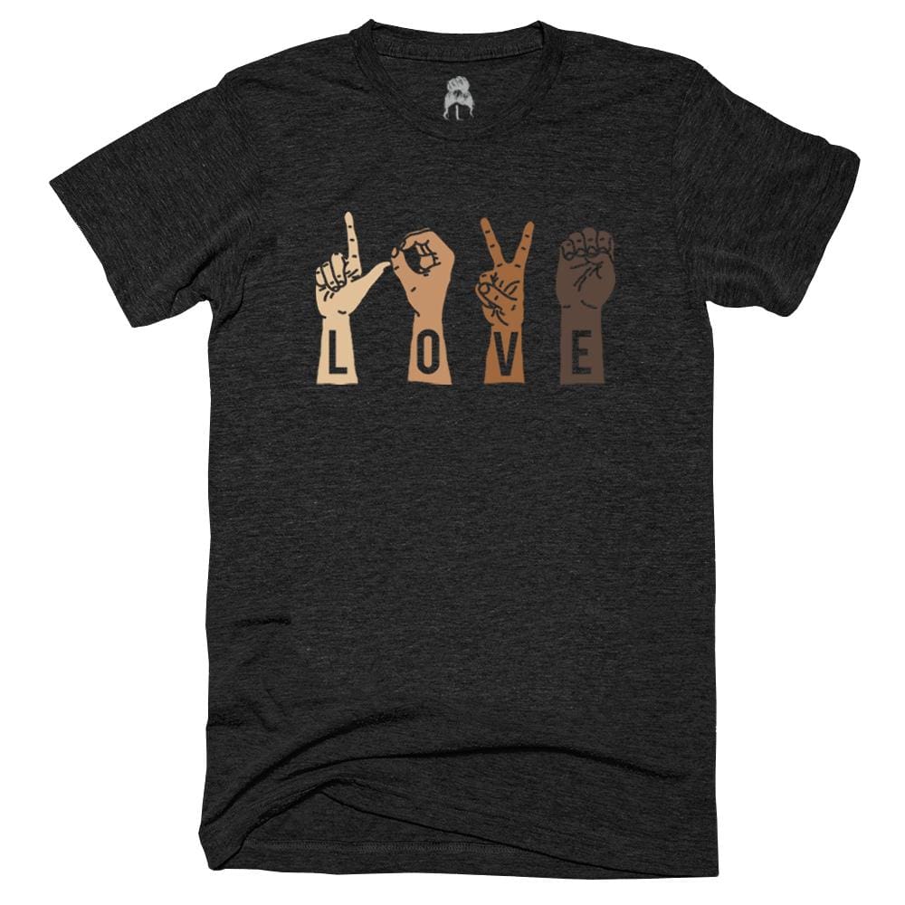 Love Sign T-Shirt black lives matter, visions collective, blvc, hands, injustice One Messy Bun