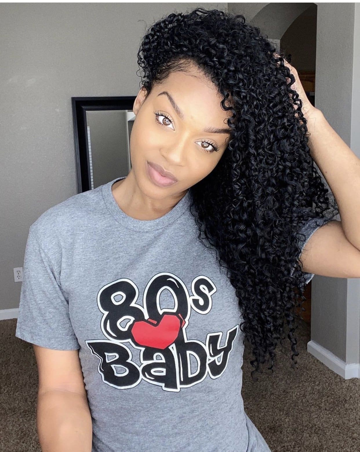 Poetic T-Shirt 80‰۪s, 80‰۪s Baby, Blue, Gray, Janet Jackson One Messy Bun