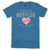 Queen Hustle T-Shirt Blue Heart of a Hustler mind One Messy Bun