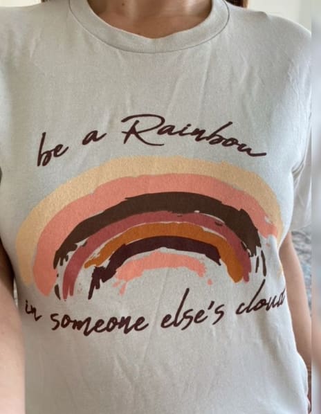 Rainbow T-Shirt be a rainbow, cloud, empowerment, flesh, flesh tone One Messy Bun