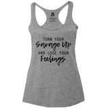 Savage Tank Top feelings Gray gym lose your racer back One Messy Bun