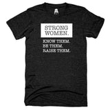 Strong Women T-Shirt Black Gray mom motherhood strong One Messy Bun