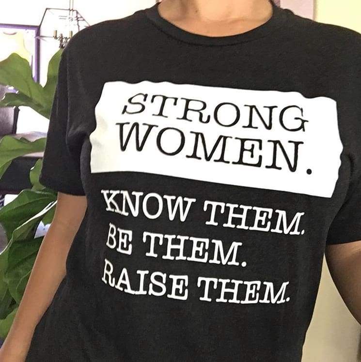 Strong Women T-Shirt Black Gray mom motherhood strong classotomotiv