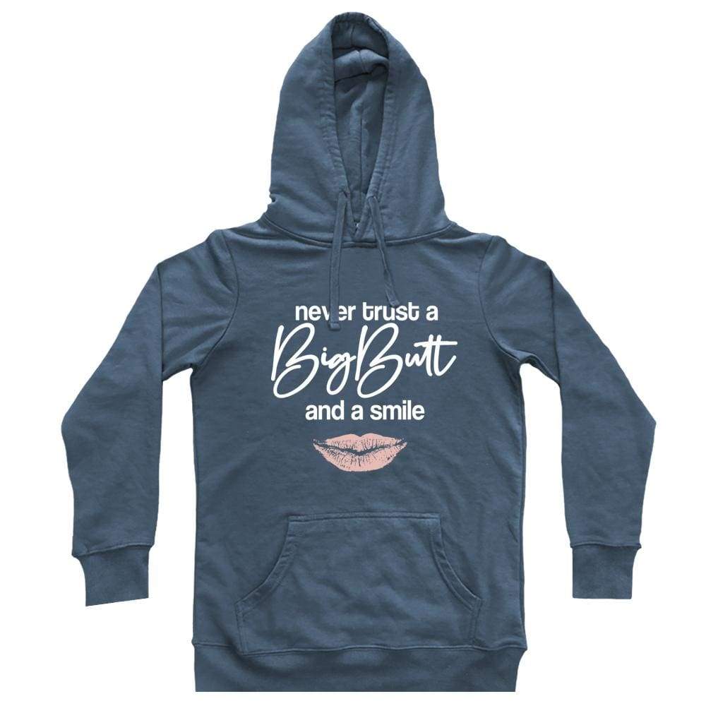 Trust Issues Hoodie Big Butt and a Smile Blue fleece life long sleeve One Messy Bun