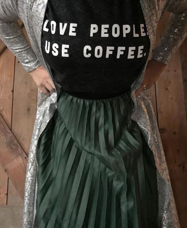 Use Coffee T-Shirt acid Black coffee love people One Messy Bun