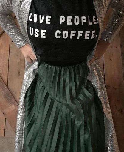 Use Coffee T-Shirt acid Black coffee love people One Messy Bun