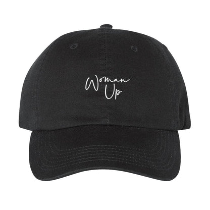 Woman Up Dad Hat Black dad cap hat girl gang power classotomotiv